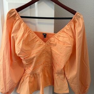 Express Peach Ruched Blouse